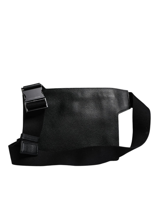 Dolce &amp; Gabbana Black Calfskin Leather Messenger Crossbody Bag