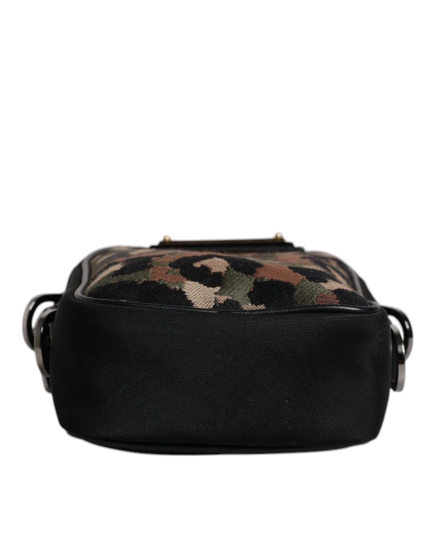 Dolce &amp; Gabbana Multicolor Leopard Jacquard Logo Plaque Neck Strap Bag
