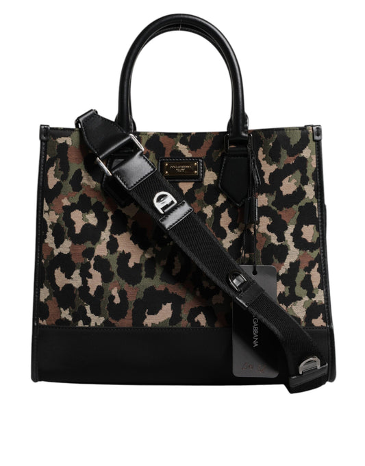 Dolce &amp; Gabbana Multicolor Leopard Shopping Tote Shoulder Bag