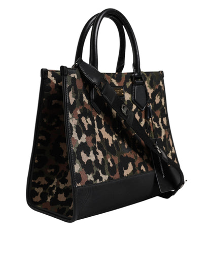 Dolce &amp; Gabbana Multicolor Leopard Shopping Tote Shoulder Bag
