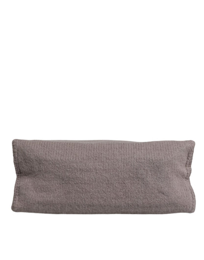 Dolce &amp; Gabbana Gray Alpaca Wool Logo Plaque Tote Shoulder Bag