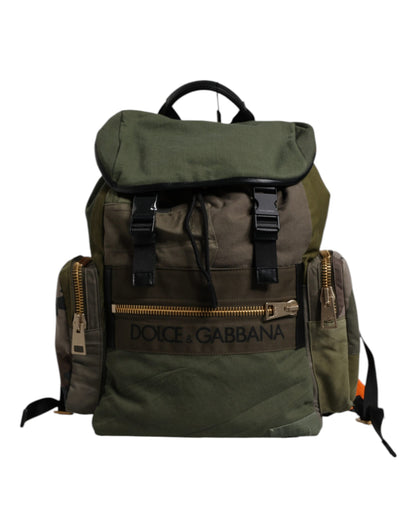 Dolce &amp; Gabbana Military Green Patchwork Travel Backpack Bag