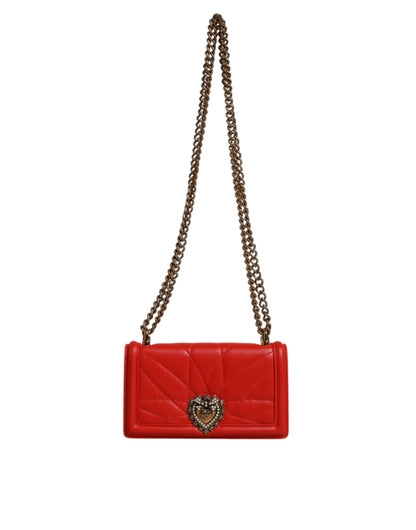 Dolce &amp; Gabbana – Rote, gesteppte Devotion-Umhängetasche mit Handyhülle und Kette