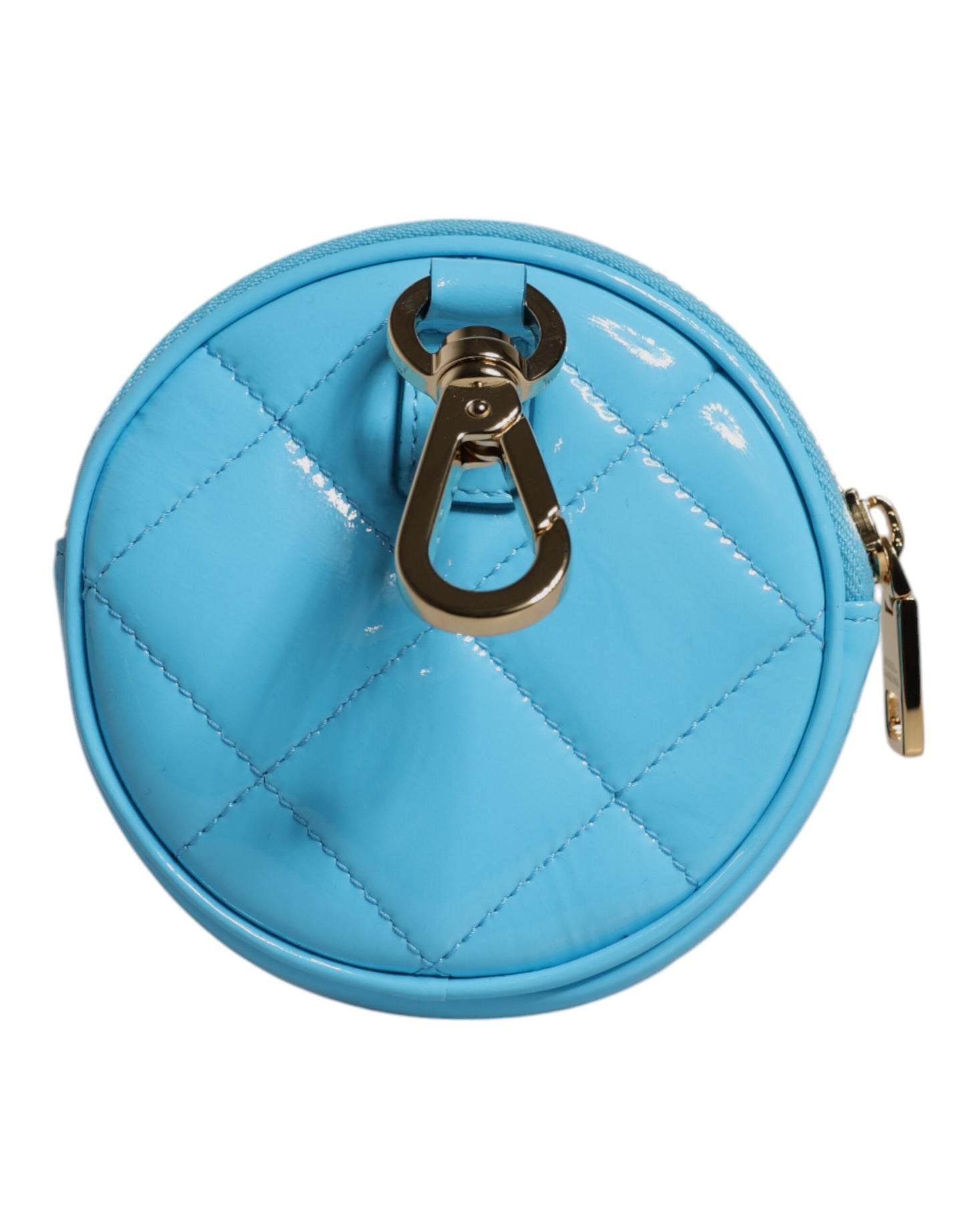 Dolce &amp; Gabbana Hellblaues Lammleder DG Crystal Runde Geldbörse