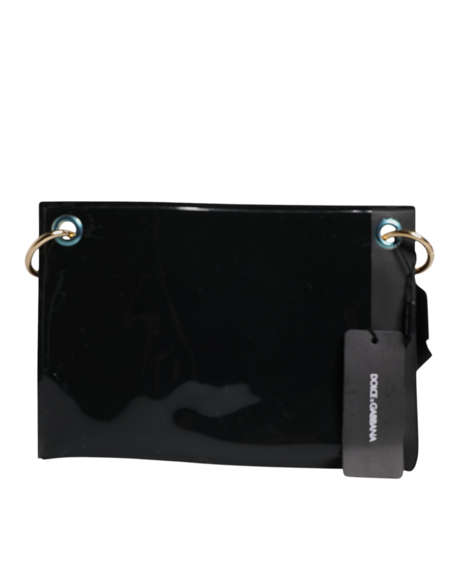 Dolce &amp; Gabbana Schwarze PVC-Ledertasche mit Schultergurt