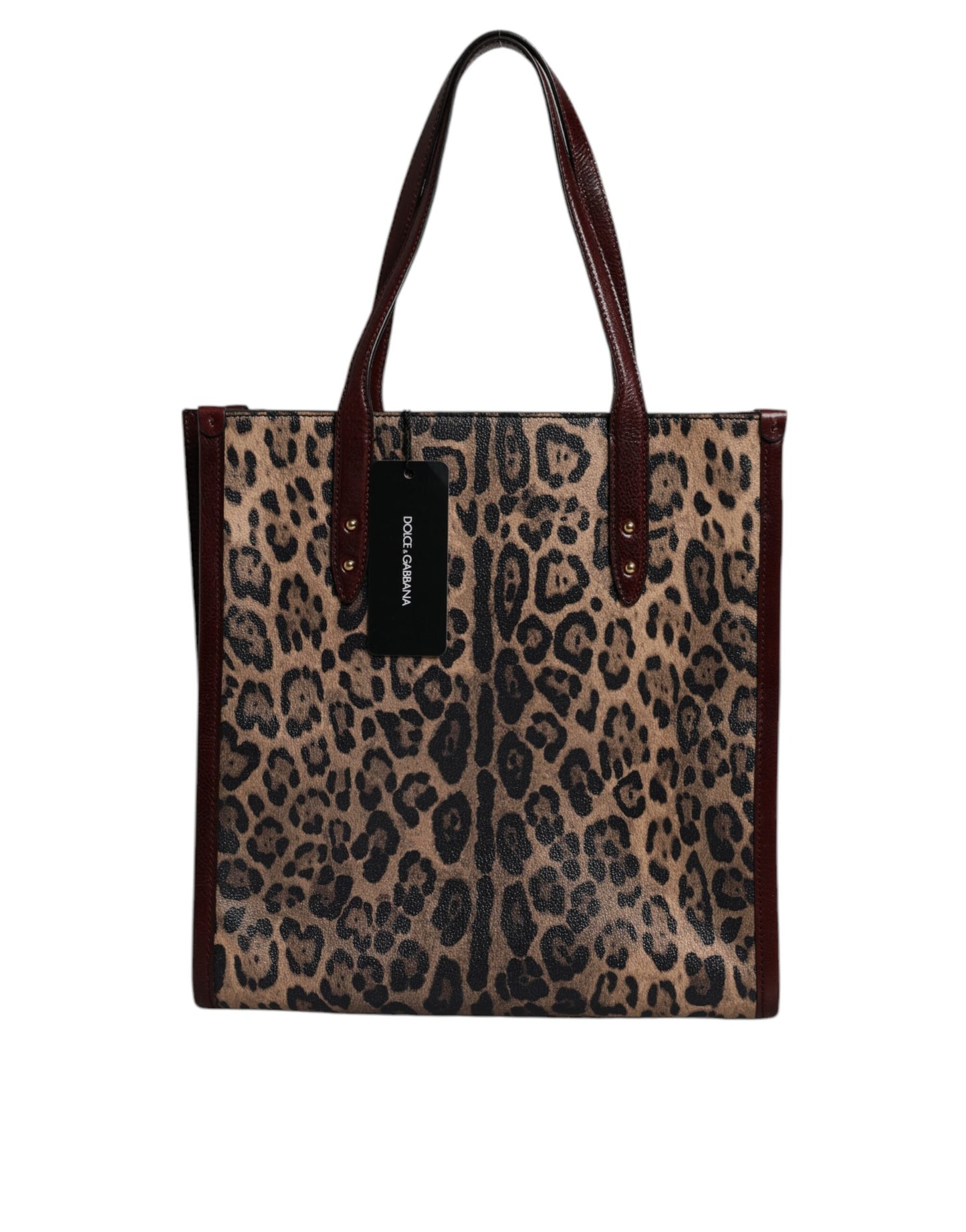Dolce &amp; Gabbana Brown Leopard Leather Shoulder Strap Tote Bag