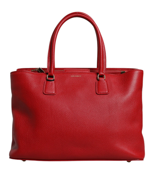 Dolce &amp; Gabbana – Rote Kalbsledertasche mit Logo-Schild und Henkel