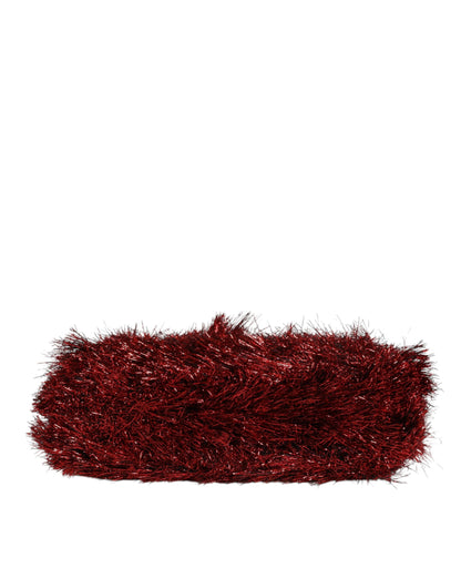 Dolce &amp; Gabbana Red Gold Chain VANDA Tinsel Crystals Evening Clutch Bag