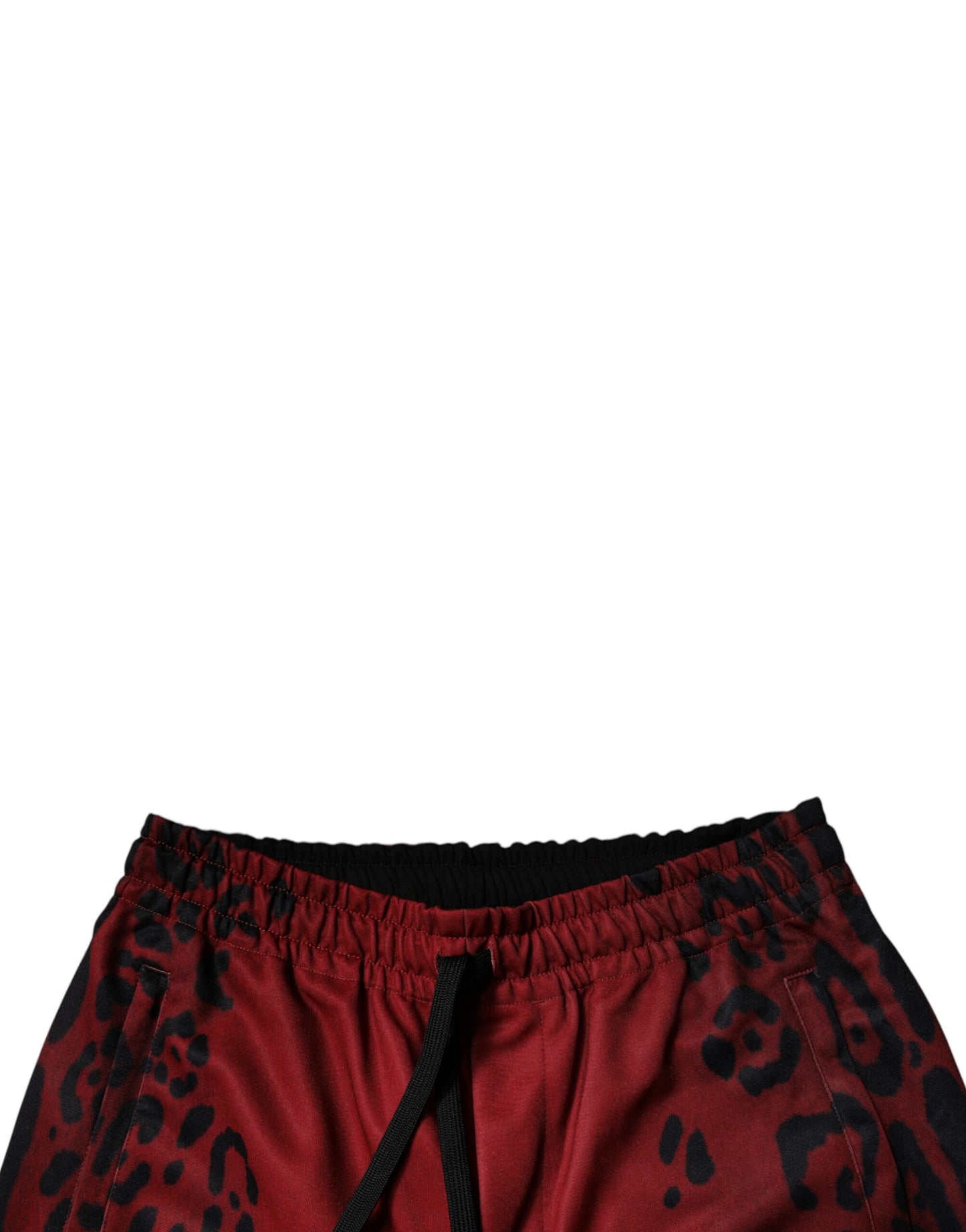 Dolce &amp; Gabbana Red Leopard Print Polyester Men Jogger Pants