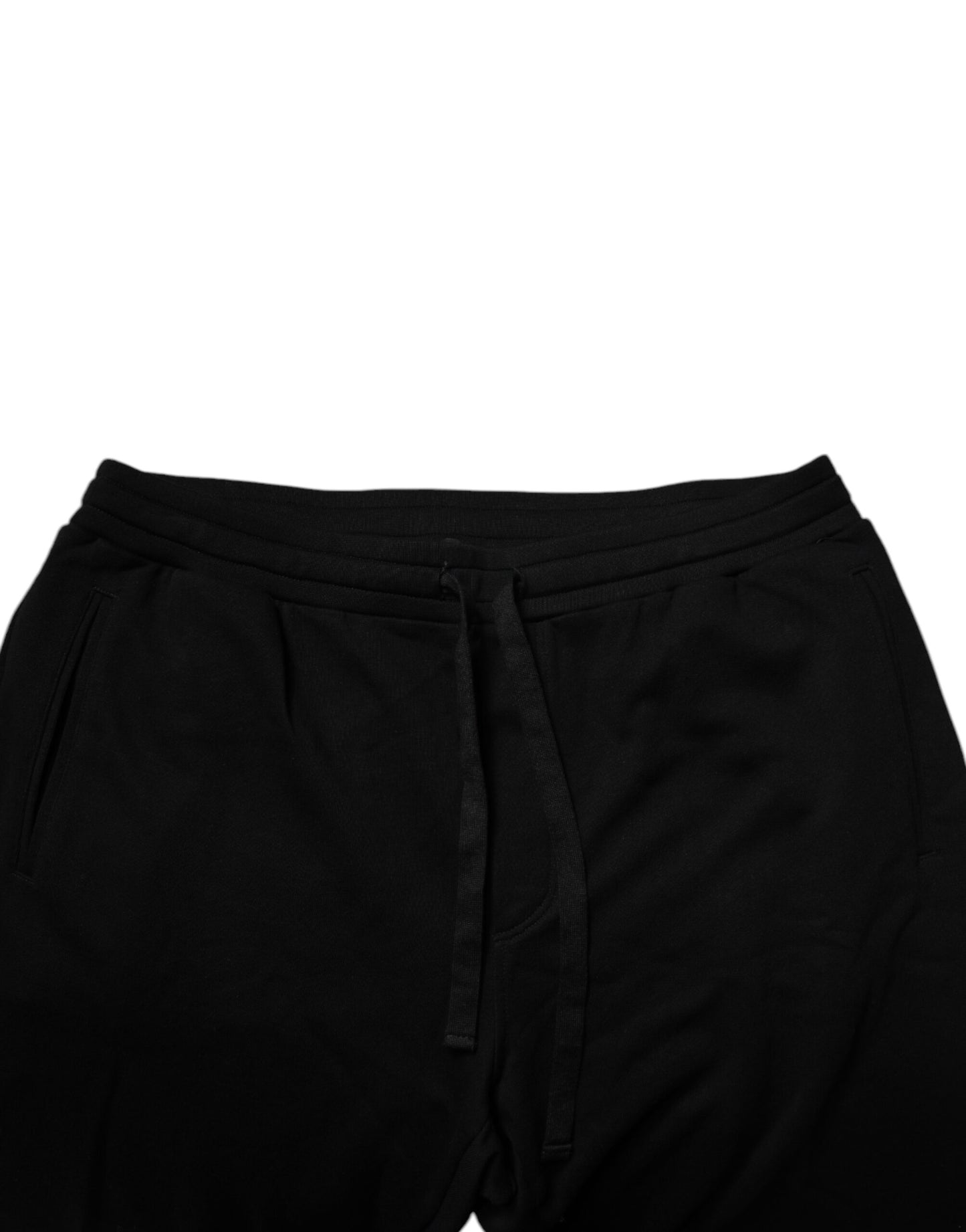Dolce &amp; Gabbana Black Cotton Crown Logo Jogger Pants