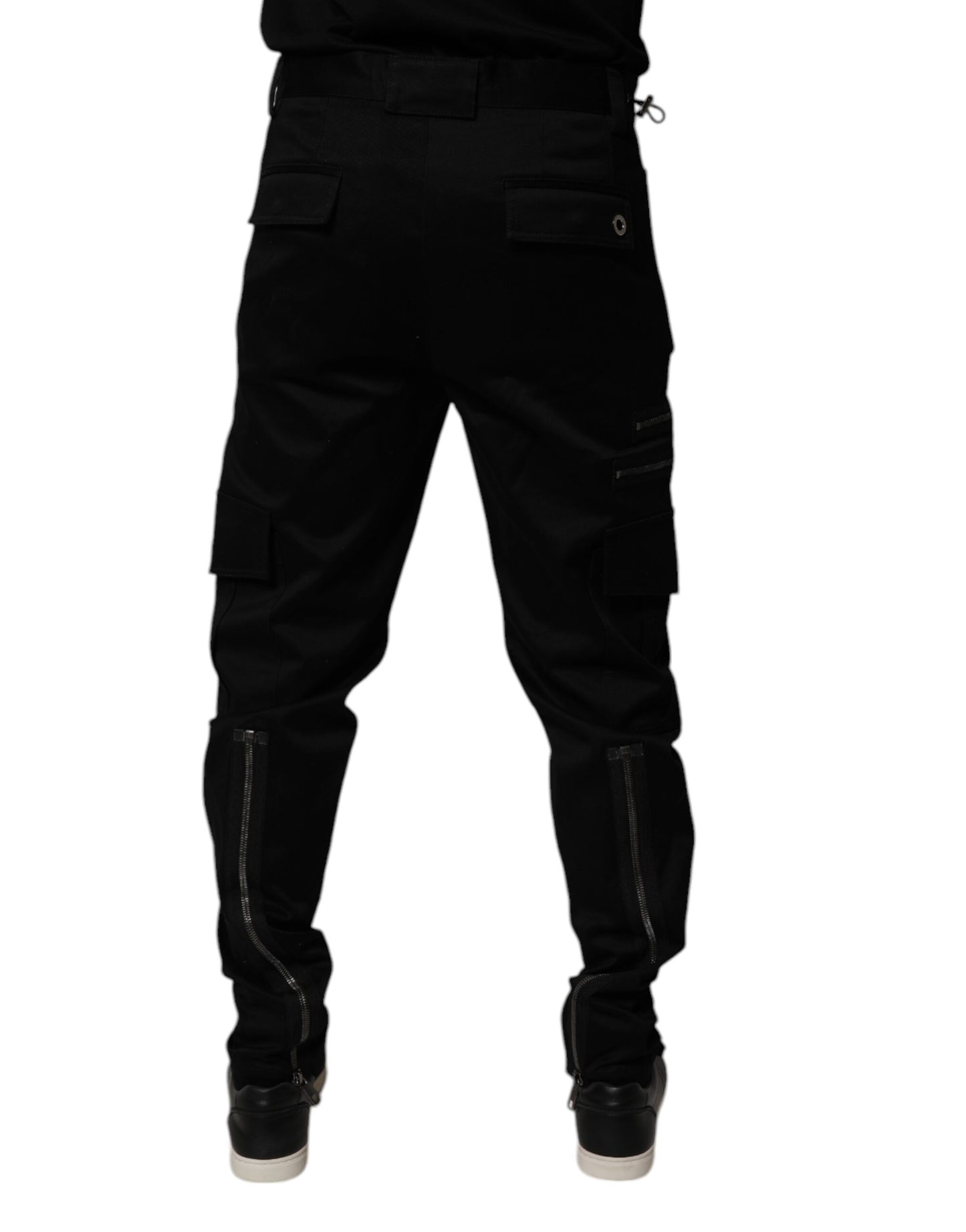 Dolce &amp; Gabbana Black Cotton Cargo Tapered Pants