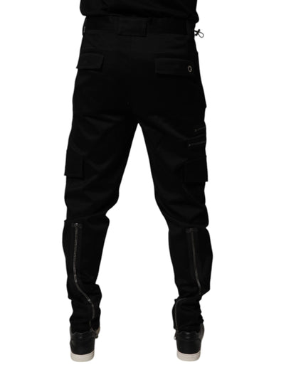 Dolce &amp; Gabbana Black Cotton Cargo Tapered Pants