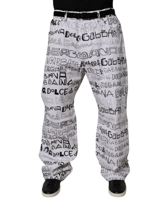 Dolce &amp; Gabbana White Logo Print Straight Men Denim Jeans