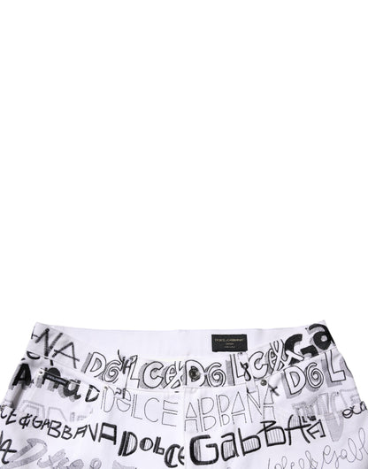 Dolce &amp; Gabbana White Logo Print Straight Men Denim Jeans