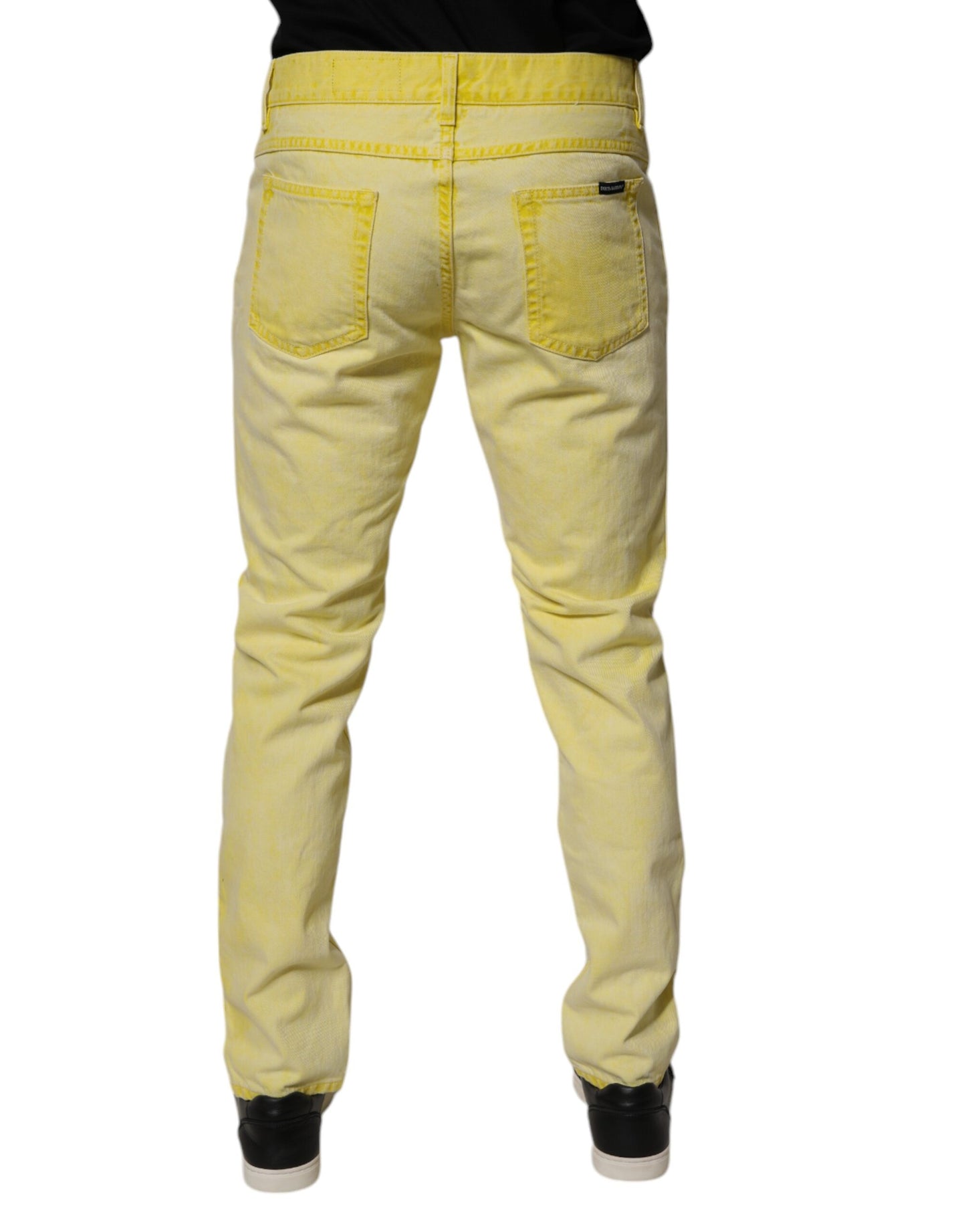 Dolce &amp; Gabbana Yellow Cotton Stretch Skinny Men Denim Jeans