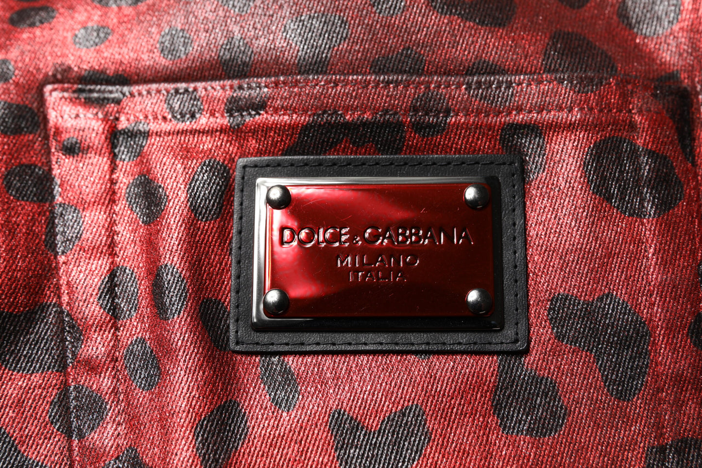 Dolce &amp; Gabbana Red Leopard Cotton Straight Men Denim Jeans