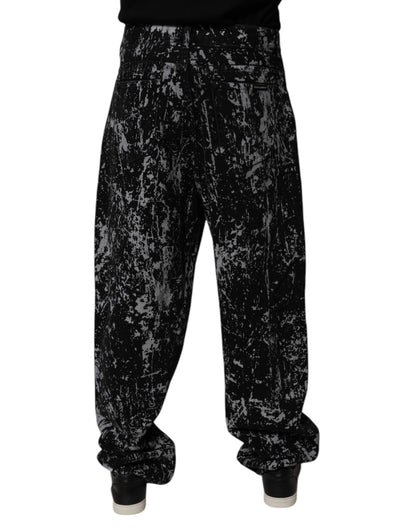 Dolce &amp; Gabbana – Schwarze, gerade geschnittene Baumwolljeans mit Batikmuster für Herren