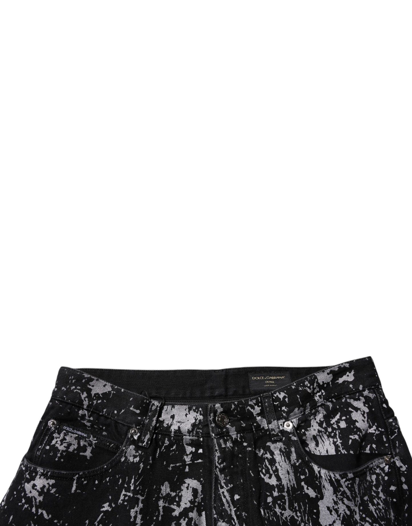 Dolce &amp; Gabbana – Schwarze, gerade geschnittene Baumwolljeans mit Batikmuster für Herren