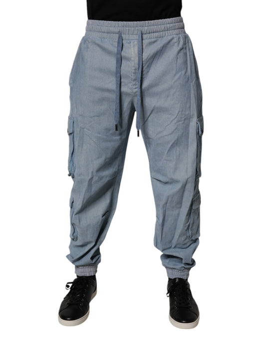 Dolce &amp; Gabbana Hellblaue Cargo-Jogginghose aus Baumwolle für Herren