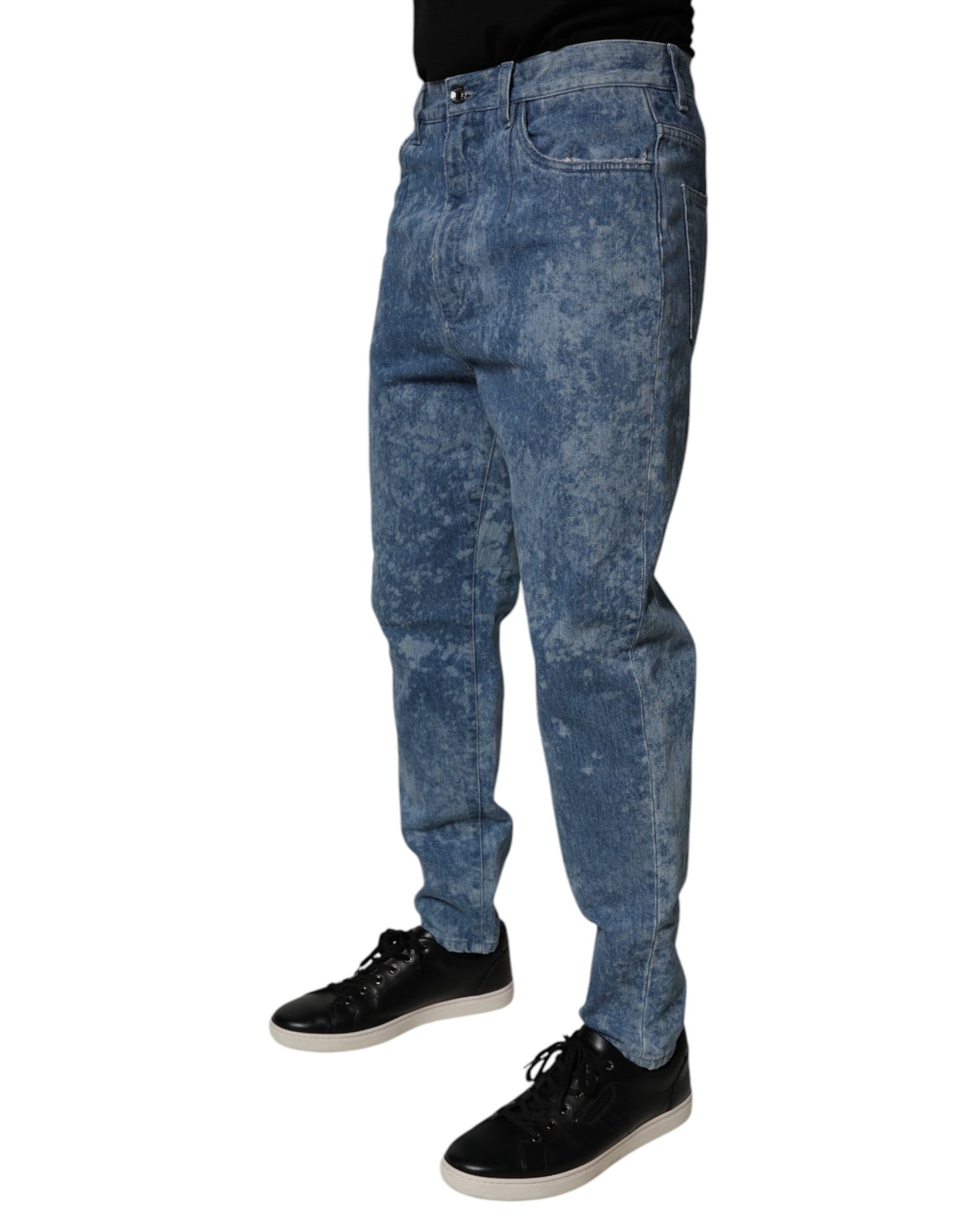 Dolce &amp; Gabbana – Blaue Skinny-Jeans aus Baumwolle mit Batikmuster für Herren