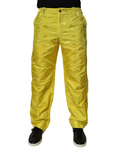 Dolce &amp; Gabbana Yellow DG Monogram Polyester Straight Pants