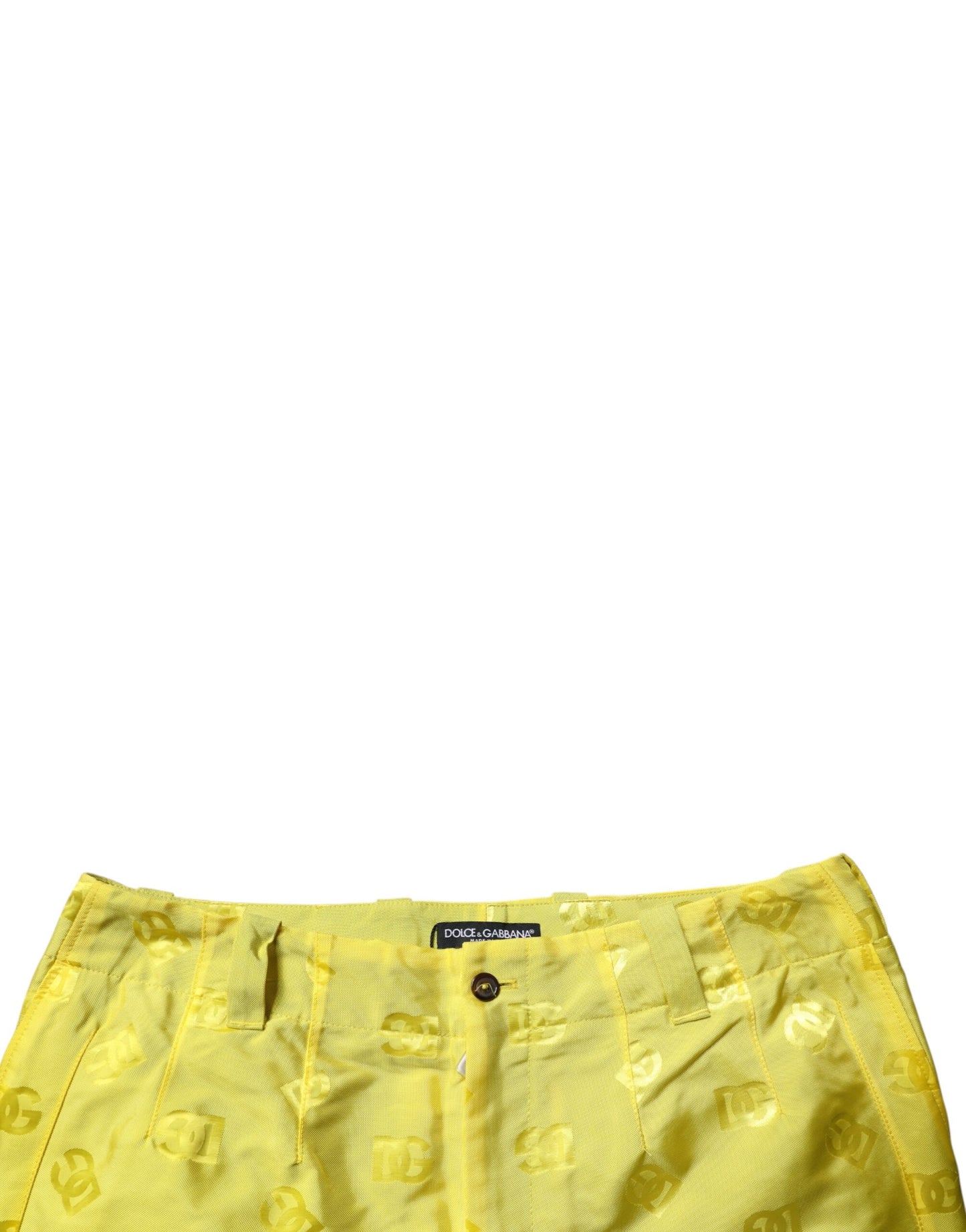 Dolce &amp; Gabbana Yellow DG Monogram Polyester Straight Pants