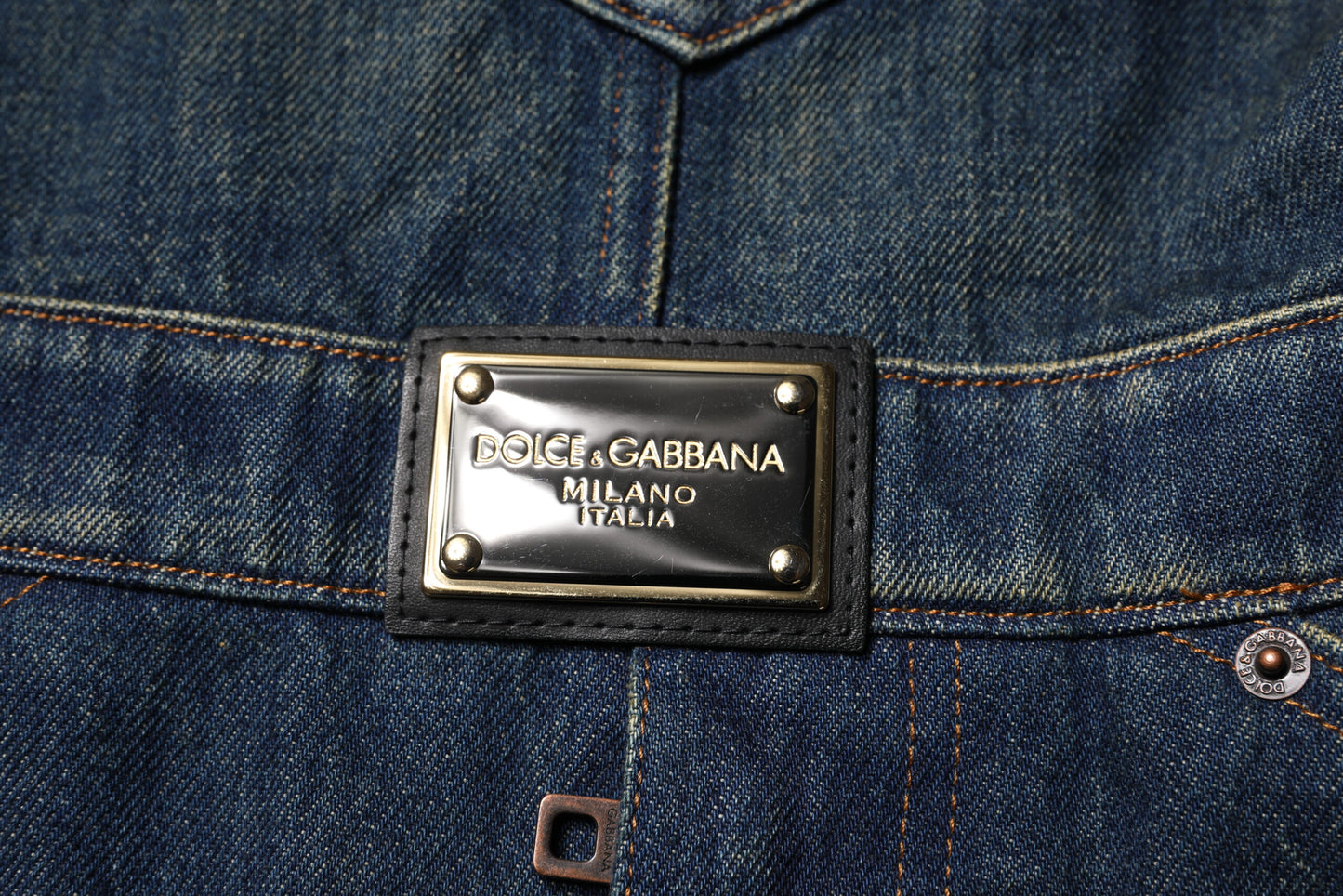 Dolce &amp; Gabbana Dark Blue Cotton Men Jumpsuit Denim Jeans