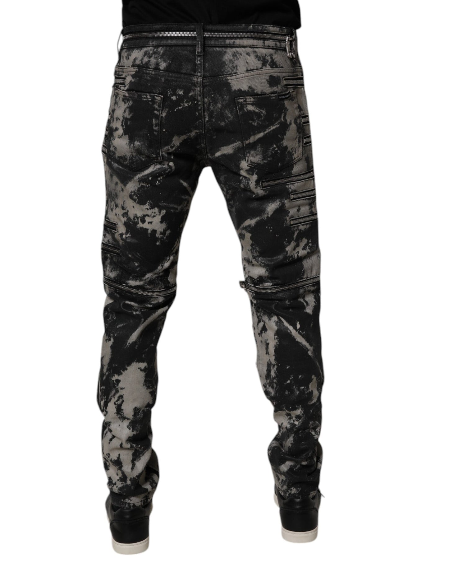 Dolce &amp; Gabbana Black Tie Dye Cotton Skinny Zip Denim Jeans