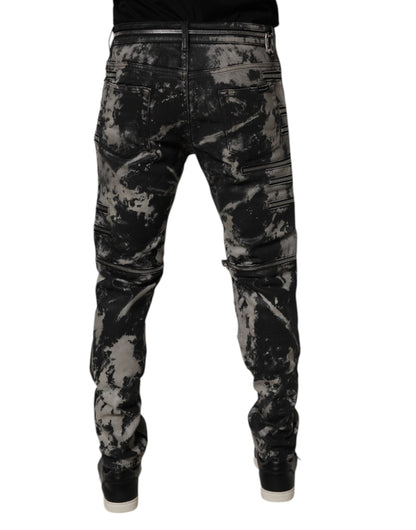 Dolce &amp; Gabbana Black Tie Dye Cotton Skinny Zip Denim Jeans