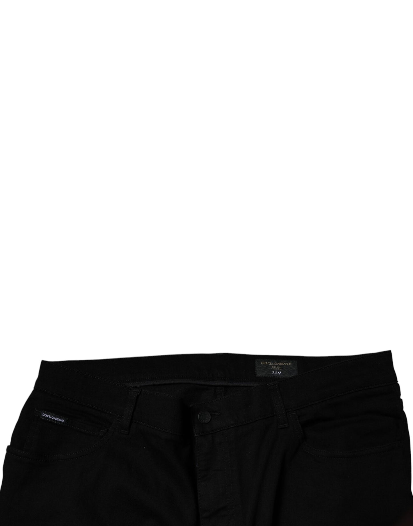 Dolce &amp; Gabbana Black Cotton Stretch Slim Fit Denim Jeans