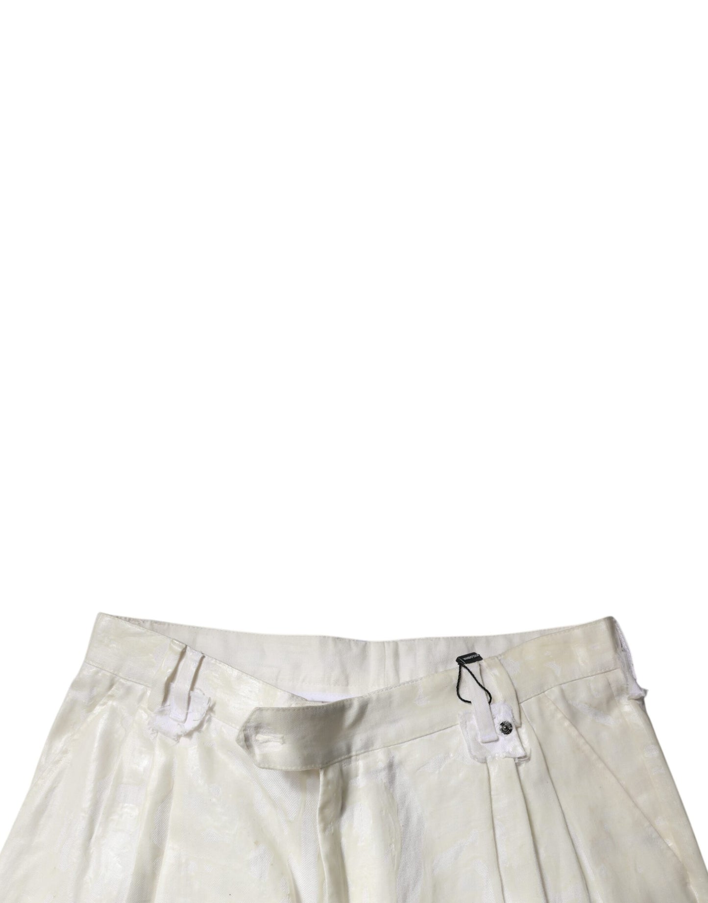 Dolce &amp; Gabbana White Linen Mid Waist Straight Men Denim Jeans