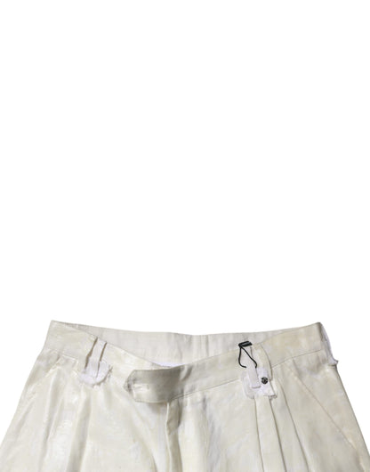 Dolce &amp; Gabbana White Linen Mid Waist Straight Men Denim Jeans