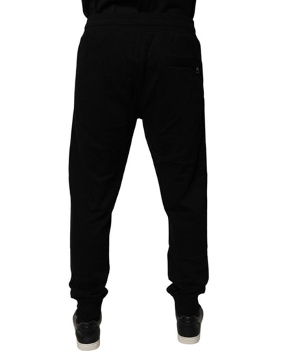 Dolce &amp; Gabbana Black Cotton Mid Waist Jogger Sweatpants Pants