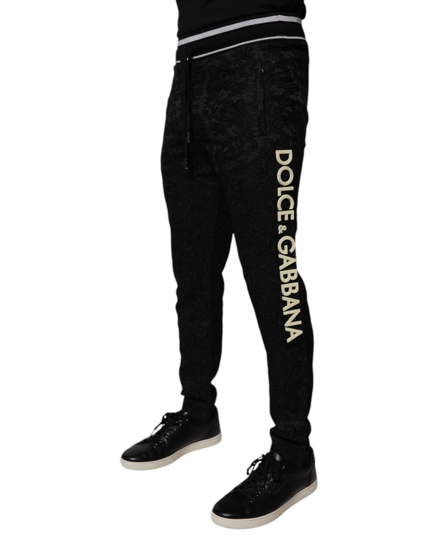 Dolce &amp; Gabbana Black Mid Waist Jogger Men Sweatpants Pants