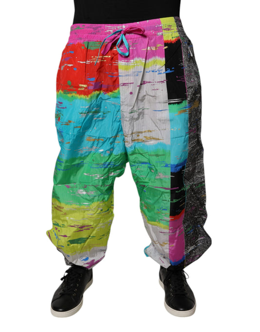 Dolce &amp; Gabbana – Mehrfarbige Jogginghose mit Patchwork und mittlerer Taille