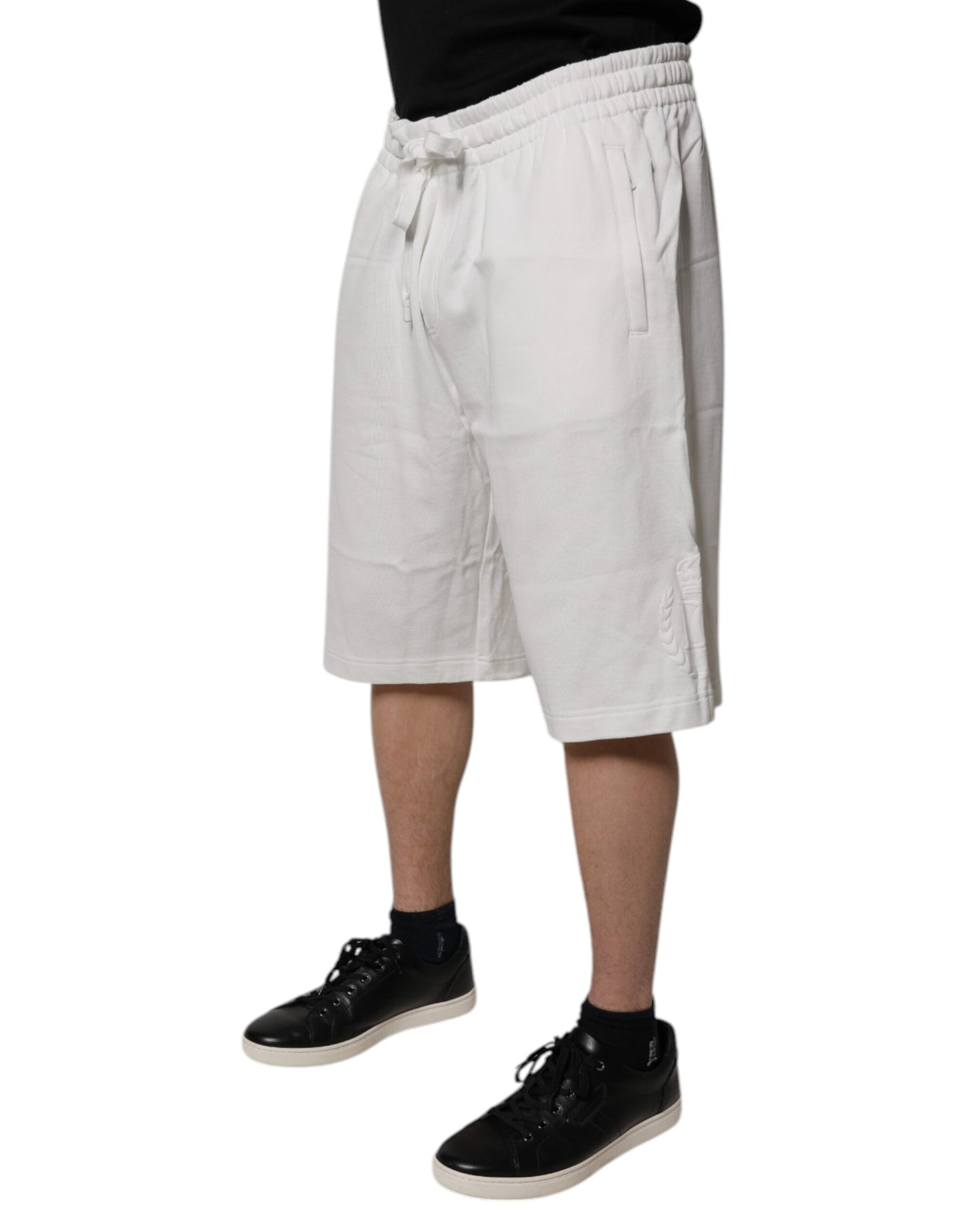 Dolce &amp; Gabbana Weiße Baumwoll-Sweatshorts Herren Bermudashorts