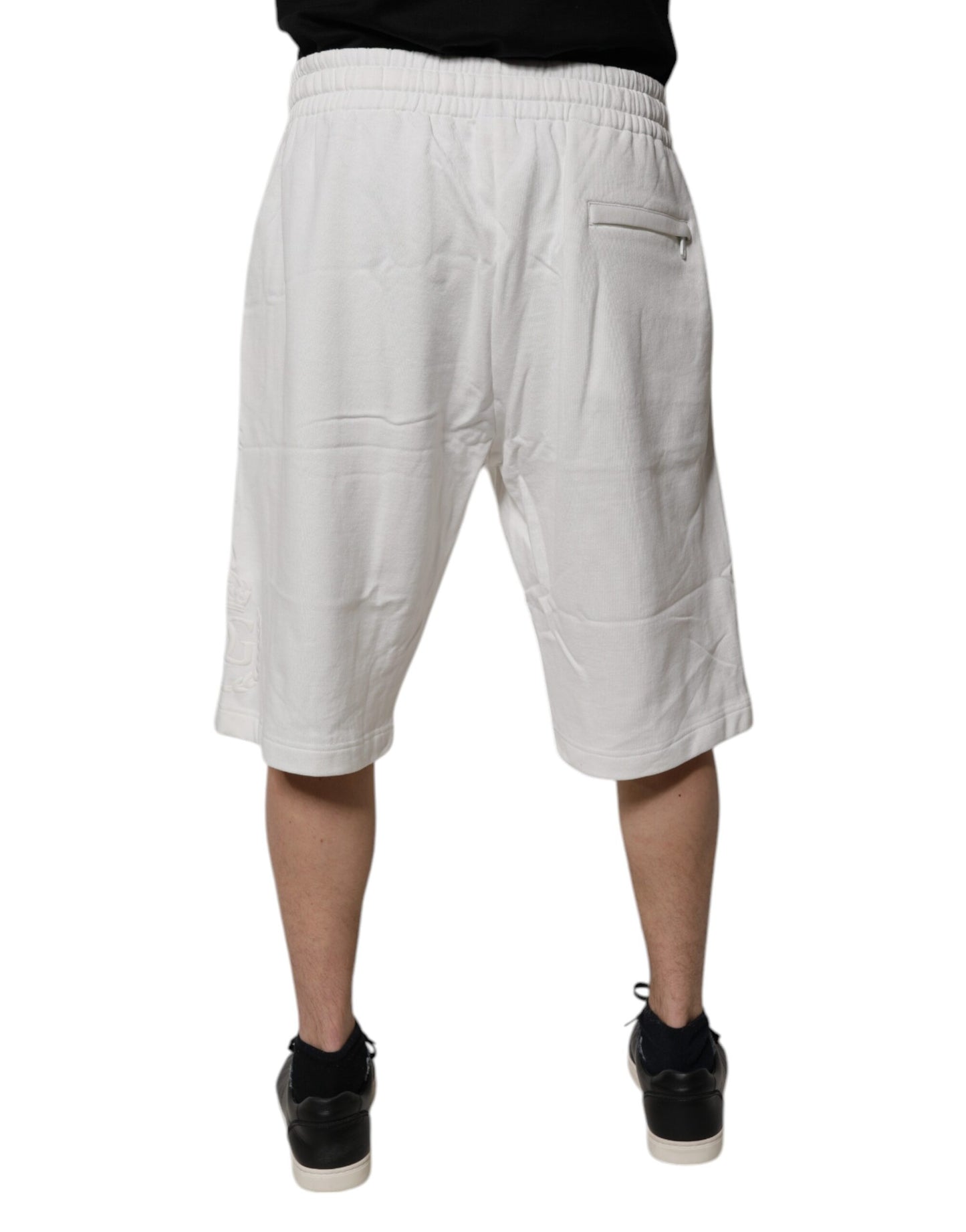 Dolce &amp; Gabbana Weiße Baumwoll-Sweatshorts Herren Bermudashorts