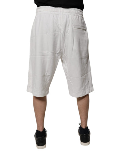 Dolce &amp; Gabbana Weiße Baumwoll-Sweatshorts Herren Bermudashorts