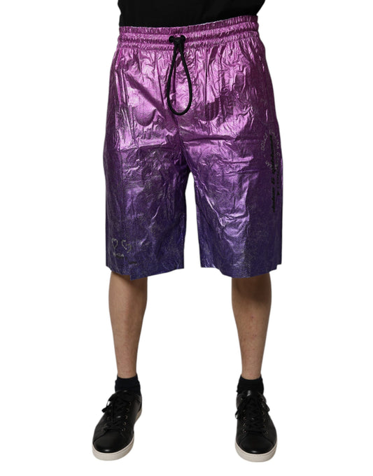 Dolce &amp; Gabbana – Zweifarbige Bermudashorts in Metallic-Pink und Lila