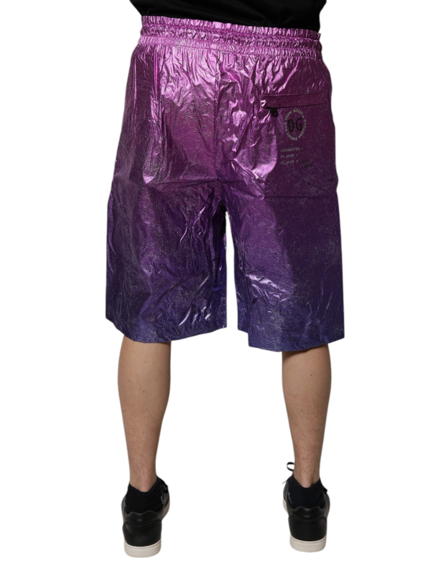 Dolce &amp; Gabbana – Zweifarbige Bermudashorts in Metallic-Pink und Lila