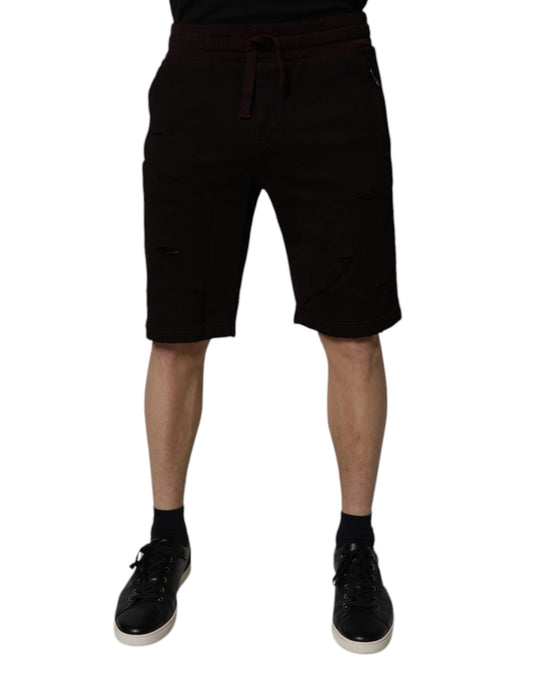 Dolce &amp; Gabbana Kastanienbraune Baumwoll-Sweatshorts Herren Bermudashorts