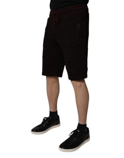 Dolce &amp; Gabbana Kastanienbraune Baumwoll-Sweatshorts Herren Bermudashorts