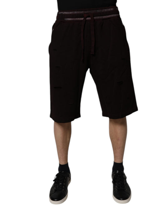 Dolce &amp; Gabbana – Bermudashorts aus Baumwolle mit Logo-Schild in Kastanienbraun für Herren