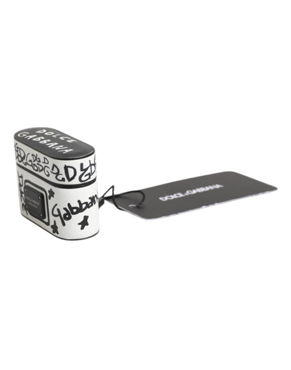 Dolce &amp; Gabbana – Airpods-Hülle aus schwarz-weißem Leder mit geprägtem Logo
