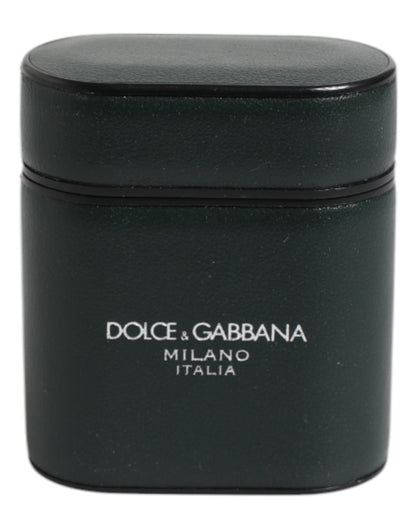 Dolce &amp; Gabbana – Airpods-Hülle mit Flip-Halter und Logo-Print aus schwarzem Kalbsleder