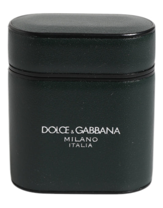 Dolce &amp; Gabbana – Airpods-Hülle mit Flip-Halter und Logo-Print aus schwarzem Kalbsleder