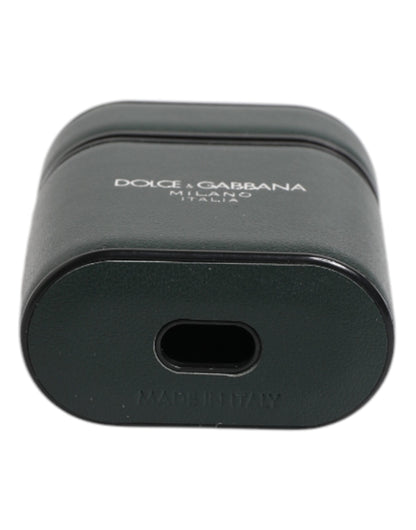 Dolce &amp; Gabbana – Airpods-Hülle mit Flip-Halter und Logo-Print aus schwarzem Kalbsleder