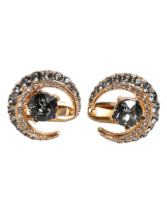 Dolce &amp; Gabbana Manschettenknopf Luna aus Messing, Gold und schwarzem Kristall
