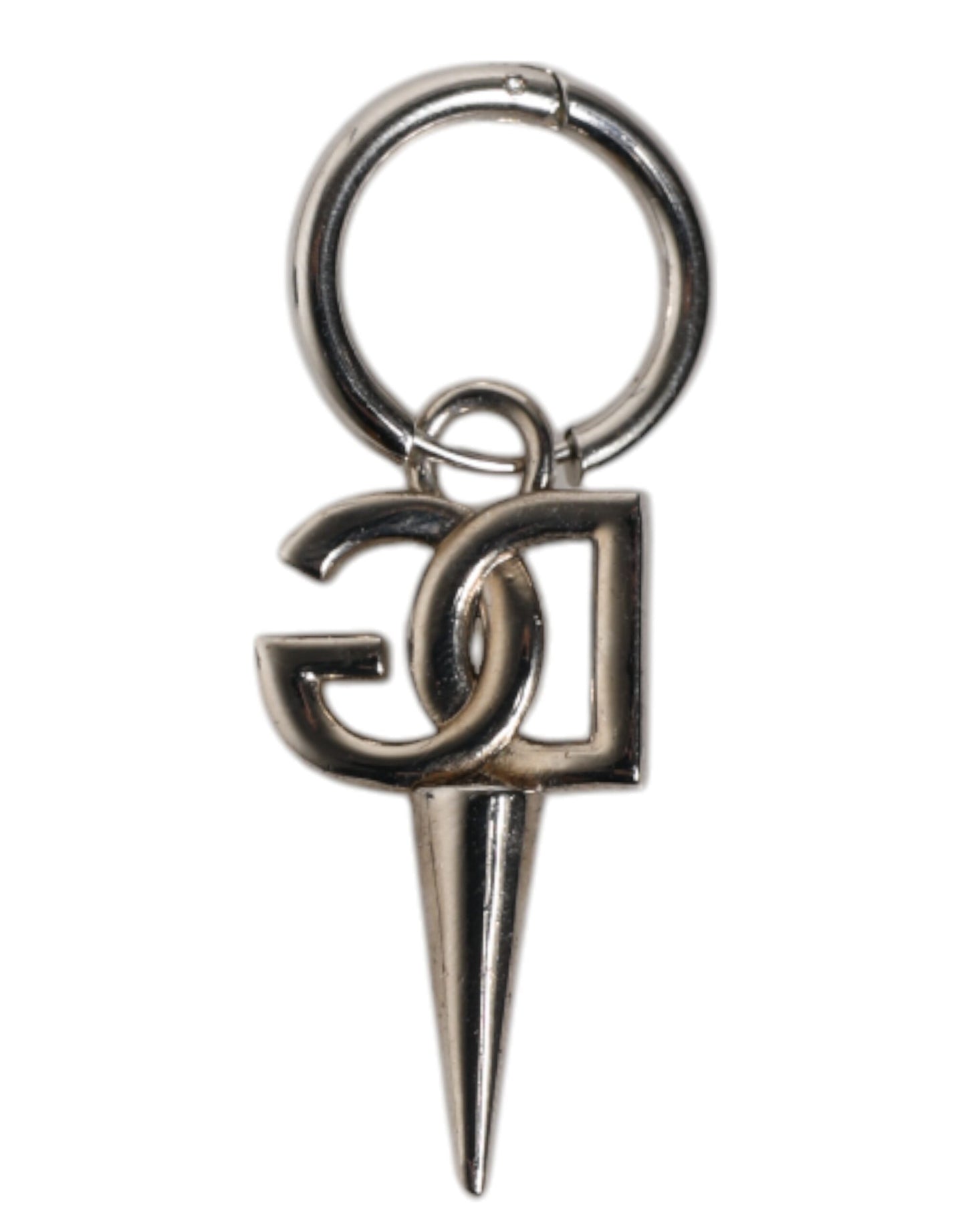 Dolce &amp; Gabbana Silver Brass DG Logo Metal Ring Holder Keychain Keyring