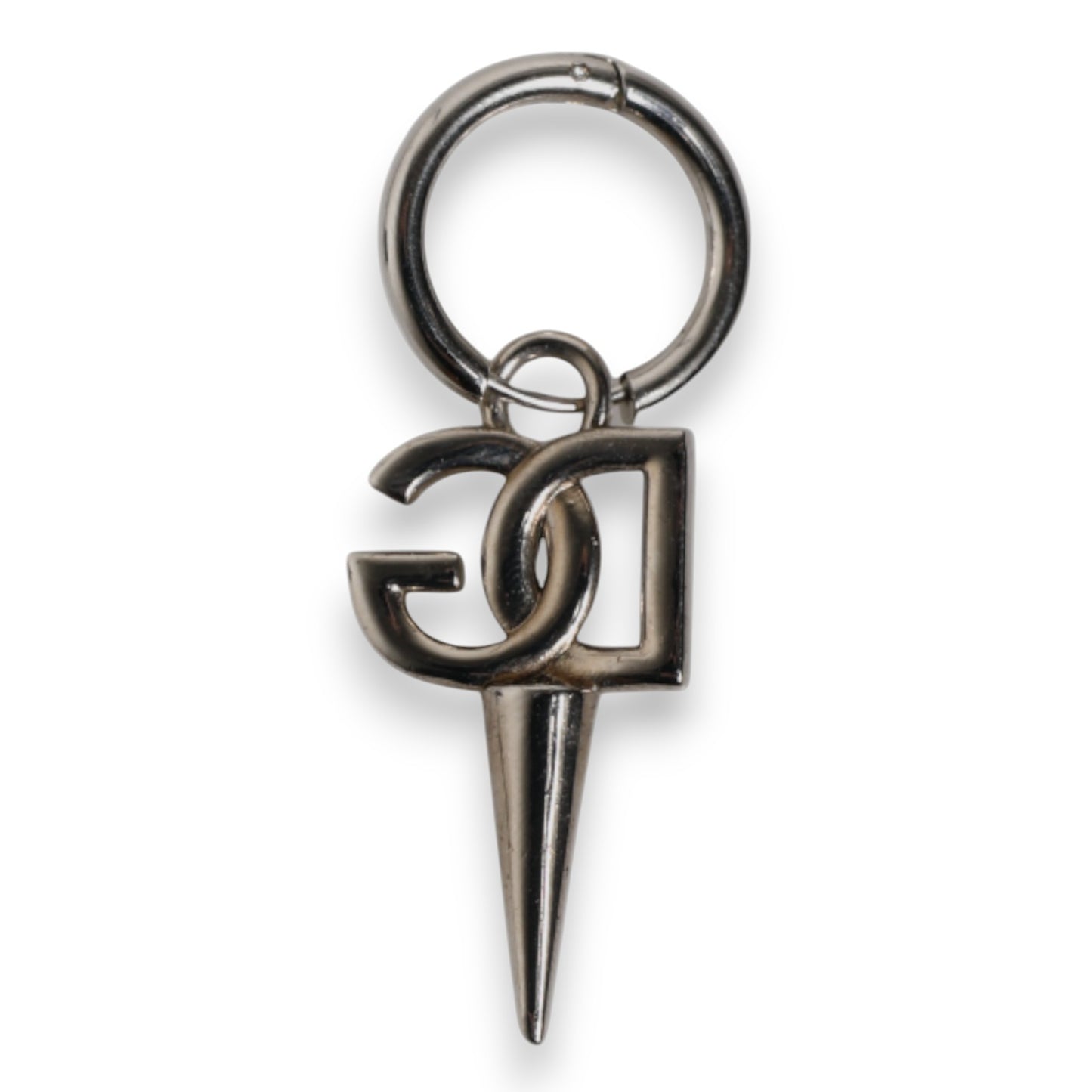 Dolce &amp; Gabbana Silver Brass DG Logo Metal Ring Holder Keychain Keyring
